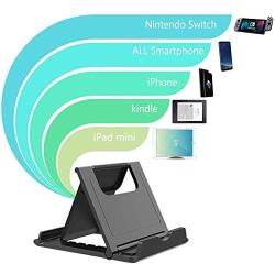 Adjustable Foldable Phone Tablet Stand Holder for Desk,Compatible for iPhone 11 10 iPad Mini or Any 4-9 inches Mobile Phone Tablet (Black 2 Pack)