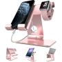 Cell Phone Stand Tablet Stand , ZVEproof iWatch iPhone Apple Watch Charging Station Stand Dock Cradle Holder for Mobile Phone (All Size) and Tablet (Up to 10.1 inch), Rose Gold