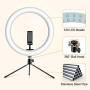 Ring Light 10" with Desk Tripod Stand Phone Holder Desktop Ringlight 3 Light Modes 10 Brightness Level for Live Streaming YouTube Video Dimmable Desktop Makeup Photography Shooting (10 inch)