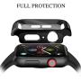 [2 Pack] Compatible for Apple Watch 44mm Series 5 Series 4 Tempered Glass Screen Protector with Black Bumper Case, YMHML Full Coverage Easy Installation Bubble-Free Cover for iWatch Accessories