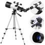 Telescope for Kids Beginners, 70mm Aperture 400mm AZ Mount, Fully Multi-Coated Optics, Telescopes for Adults, Astronomy Refractor Telescope Portable Travel Scope with Tripod, Phone Adapter, Backpack