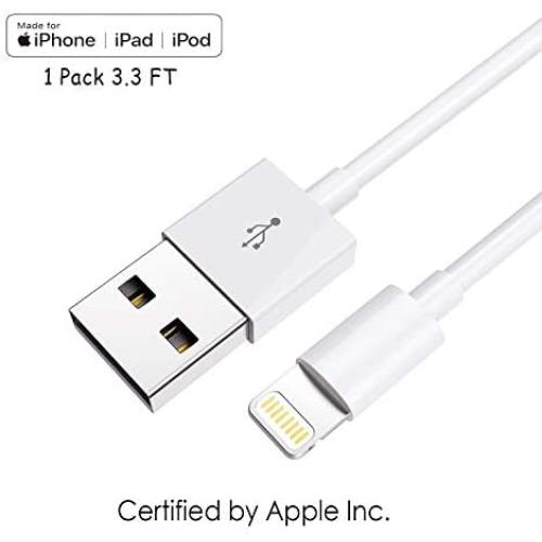 Apple iPhone/iPad Charging/Charger Cord Lightning to USB Cable[Apple MFi Certified] for iPhone X/8/7/6s/6/plus/5s/5c/SE,iPad Pro/Air/Mini,iPod Touch(White 3.3FT/1M) Original Certified