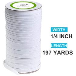 Elastic Band(White, 197-Yards Length, 1/4" Width), Elastic Rope/Elastic Cord Heavy Stretch High Elasticity Knit Elastic Band for Sewing Crafts DIY, Bedspread, Cuff