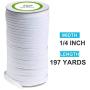 Elastic Band(White, 197-Yards Length, 1/4" Width), Elastic Rope/Elastic Cord Heavy Stretch High Elasticity Knit Elastic Band for Sewing Crafts DIY, Bedspread, Cuff