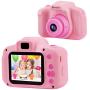 PROGRACE Kids Camera Children Digital Video Cameras for Girls Birthday Toy Gifts 4-12 Year Old Kid Action Camera Toddler 2 Inch IPS 1080P(Pink)