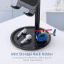 Cell Phone Stand Holder for Desk - FLOVEME Phone Holder Stand for Desktop Adjustable Angle Compatible for iPhone 11 Pro Max, Tablet, Android Smartphone, Aluminum Metal, Black Color, 4-7.9inch