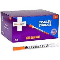 Brandzig Ultra-Fine Insulin Syringes 31G 1cc 5/16" 100-Pack Short Needle