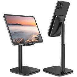 Nulaxy Phone Stand, Upgraded Height Angle Adjustable Cell Phone Stand, Cradle, Dock, Desk Phone Holder Compatible with iPhone Xs Xr 8 X 7 6 6s Plus SE 5 5s 5c, All Smartphones - Black