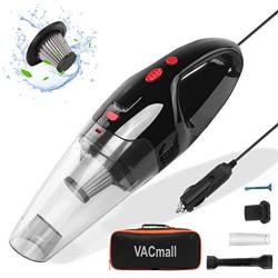 VACmall 12V 120W Wet/Dry Car Vacuum Cleaner，4500PA Much Stronger Suction, with Carrying Bag, Black