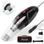 VACmall 12V 120W Wet/Dry Car Vacuum Cleaner，4500PA Much Stronger Suction, with Carrying Bag, Black