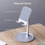 Cell Phone Stand for Desk - FLOVEME Phone Holder Stand for Desktop Adjustable Angle Compatible for iPhone 11 Pro Max, Android Smartphone, Aluminum + ABS, Silver Color, 4-7.9inch
