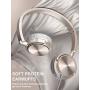 Vogek On Ear Headphones with Mic, Stereo Bass Fold-Flat Headset, Wired Portable Earphones with Microphone, Adjustable Headband and 1.5M Tangle Free Cord for Kids Students Teens Adults, Gold