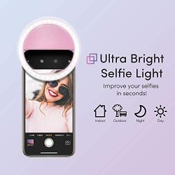 Selfie Ring Light by TalkWorks - Small Clip On LED Video Conference Lighting Circle Cell Phone Light Ring for iPhone/Android, iPad, Laptop Computer, Webcam/Zoom, Camera/Photography, Recording - Pink