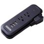Small Power Strip with USB - NTONPOWER 2 Outlets 3 USB Portable Desktop Charging Station with 15 inches Wrapped Short Extension Cord, Travel Power Strip for for Hotel, Cruise, Home and Office - Black