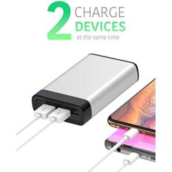 Portable Charger Power Bank Battery - by TalkWorks | 6000 mAh | Cell Phone Backup External Dual USB Power Pack for Apple iPhone 11, XR, XS, X, 8, 7, 6, iPad & Android for Samsung Galaxy - Silver