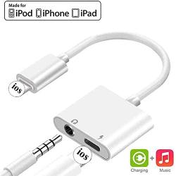 for iPhone Headphone Adapter 3.5mm Jack Car Charger AUX Cord Dongle 2 in 1 Converter Splitter Charge & Audio Cables for iPhone 7/7 Plus/8/X/10/11/XR/XS/XS Max Earphone Adaptor Support iOS Systems