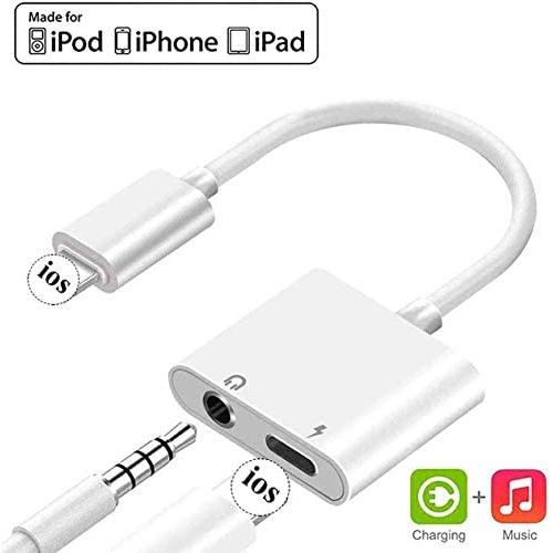 for iPhone Headphone Adapter 3.5mm Jack Car Charger AUX Cord Dongle 2 in 1 Converter Splitter Charge & Audio Cables for iPhone 7/7 Plus/8/X/10/11/XR/XS/XS Max Earphone Adaptor Support iOS Systems