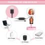 CameCosy Selfie LED Light with Tripod Stand +Foldable Beauty Mirror+Cell Phone Holder, Adjustable Brightness Fill Light for Makeup/Camera Video/YouTube, Compatible with iPhone/Android.-Pink