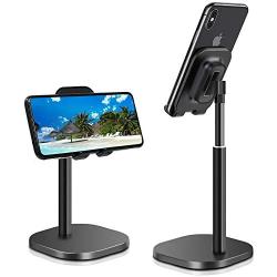 Adjustable Tablet Cell Phone Stand for Desk Fully Foldable Angle Height Adjustable Stable Desktop Phone Holder Cradle Dock Compatible with iPhone Samsung, iPad, Up to 10 Inch Screen