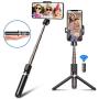 Bcway Selfie Stick Tripod, Extendable Phone Tripod Mount with Bluetooth Remote for Meeting/Video/Working at Home, Phone Holder, Compatible with iPhone 11 Pro Max XS XR, Samsung Galaxy S20 S10 Note 10