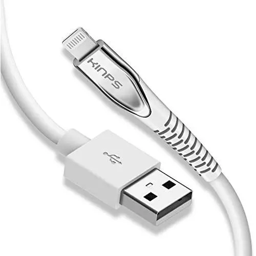KINPS Apple MFI Certified Lightning Cable 10FT, Upgrade iPhone Charger Cord Compatible with iPhone Xs Max/XS/XR/X/8 Plus/8/7 Plus/7/6S Plu/6Ss, iPad, (White) KINPS Apple MFI Certified Lightning Cable 10FT, Upgrade iPhone Charger Cord Compatible with iPhone Xs Max/XS/XR/X/8 Plus/8/7 Plus/7/6S Plu/6Ss, iPad, (White)