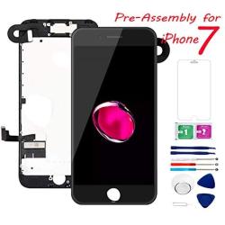 Pre-Assembled for iPhone 7 Screen Replacement Black (A1660, A1778, A1779) 4.7 Inch LCD Touch Digitizer Display with Ear Speaker, Front Camera, Facing Proximity Sensor