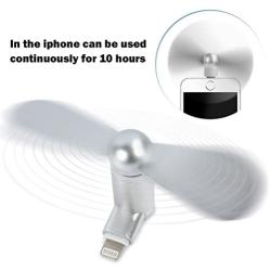 iPhone Fan, Portable Aluminum Alloy Shell Lightning Plugs Mini Cooler Rotating Fan for iPhone (Silver)