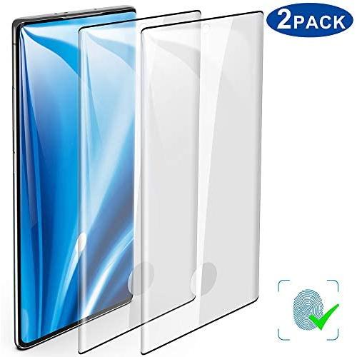 [2 Pack] Galaxy Note 10 Plus Screen Protector, [Bubble Free] [Anti-Scratch] [3D HD] [Compatible Fingerprint] 9H Hardness Tempered Glass Film Screen Protector for Samsung Galaxy Note 10 Plus/Note 10+