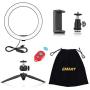 10" Selfie Ring Light with Tripod Stand, Emart Makeup LED Ringlight with Phone Holder and Remote Control for Photography, YouTube Video, Live Stream (3 Light Modes and 10 Brightness Levels)