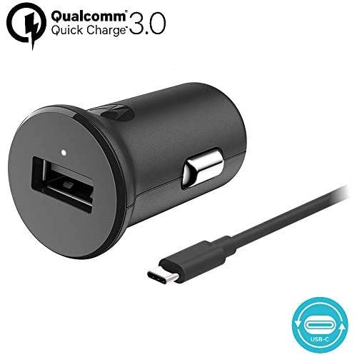 Motorola TurboPower 18 QC3.0 Car Charger w/ 3.3ft SKN6473A USB-C Cable for Moto Z, Z2, Z3, Z4, X4, G7, G7 Play, G7 Plus, G7 Power, G6, G6 Plus [NOT for G6 Play] (Retail Box)