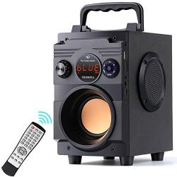 Portable Bluetooth Speaker with Subwoofer, 20W Rich Bass Wireless Stereo Outdoor/Indoor Speakers Support Remote Control FM Radio TF Card LCD Display for Home Party Smartphone Computer PC