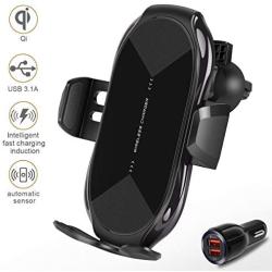 Wireless Charger Car Touch Sensing Automatic Retractable Clip Fast Charging Compatible for iPhone Xs Max/XR/X/8/8Plus Samsung S9/S8/Note 8