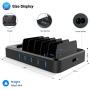 Cell Phone Charging Station Dock for Multiple Devices, 40W/8A, 5-Port USB Charging Organizer, HICITY Fast Charging Docking Station for Cell Phones and Tablets- Black