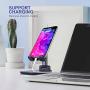 Cell Phone Stand Foldable, Adjustable Cell Phone Holder for Desk with Charging Port Sturdy Hands-Free Stand, Compatible with iPhone 11/11 Pro/11 Pro Max/Samsung Galaxy S20/S20 Ultra/S20 Plus (Black)