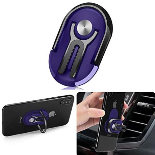 Phone Ring Holder Finger Kickstand, Multipurpose Phone Bracket, Universal Air Vent Car Phone Mount 3 in 1 Mobile Phone Stand 360 Degree Rotation(Blue Multicolor) (Blue & Black)
