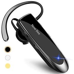 New Bee Bluetooth Earpiece V5.0 Wireless Handsfree Headset 24 Hrs Driving Headset 60 Days Standby Time With Noise Cancelling Mic Headsetcase for iPhone Android Samsung Laptop Trucker Driver