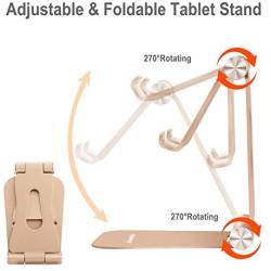 Cell Phone Stand for Desk, YOSHINE Portable Cell Phone Holder Adjustable Tablet Stand Aluminum Stand Holder Cradle Charging Dock for Nintendo Switch All Smartphones and Tablets (4-13") - Gold