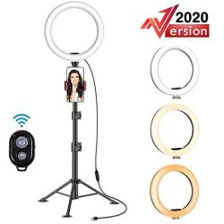 Yesker 10.2" Selfie Ring Light Dimmable with Tripod Stand Cell Phone Holder Mini Led Camera Ringlight for Live Streaming Makeup YouTube Video Photography Compatible iPhone Android Remote Control