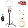 Yesker 10.2" Selfie Ring Light Dimmable with Tripod Stand Cell Phone Holder Mini Led Camera Ringlight for Live Streaming Makeup YouTube Video Photography Compatible iPhone Android Remote Control