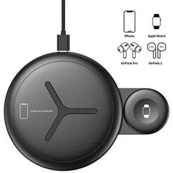 Nalwort 3 in 1 Wireless Charger Compatible with iPhone Apple Watch and AirPods Qi Fast Charger Retractable Wireless Charging Station for iPhone SE 2020/11/11 Pro, iWatch 5/4/3/2/1 and More(No Adapter)