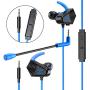 BENGOO V-13 Gaming Earphones Earbuds Headset with Heavy Bass High Sound Quality 3.5mm Microphone Jack for PS4, X box One, Nintendo Switch, Laptop, PC Noise Cancelling 4D Stereo in-Ear Headphones- Blue