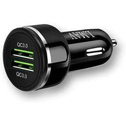 Car Charger, 48W 6A Dual-Port QC 3.0 Fast USB Car Charger Adapter Compatible for Galaxy S10+ Note 10, iPhone 11 Pro XS Max iPad Pro, Moto, LG, Pixel, OnePlus, Huawei and More.