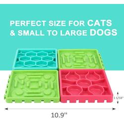 Pet Slow Feeder Bowl, No Chocking Slow Fun Feeder, Bloat Stop Dog Cat Lick Mat with Super Suction, Durable Slower Feeder Set for Pet Bathing, Grooming, and Training ( All Breeds of Dogs and Cats)