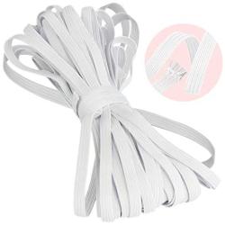 Elastic-Bands-for-Sewing, Elastic Rope/Elastic Cord Heavy Stretch High Elasticity Knit Elastic Band for Sewing Crafts DIY, Bedspread, Cuff(White, 10-Yards Length, 1/4" Width)