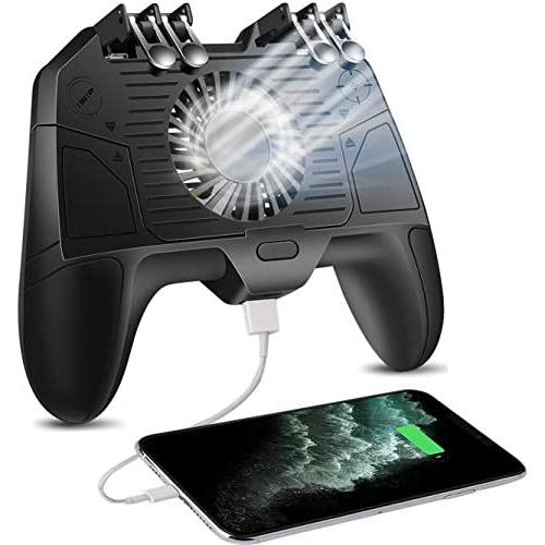 4 Trigger Mobile Game Controller with 3000mAh Power Bank and Cooling Fan for PUBG/Fotnite/Call of Duty Mobile Gaming Trigger Grip Gamepad Joystick for 4.7-6.5" iOS Android Phone -[Latest Version]