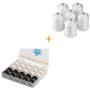 Simthread Embroidery Thread Essential Pack Bundle | 15White + 10Black Prewound Bobbin & 6 White Machine Embroidery Threads