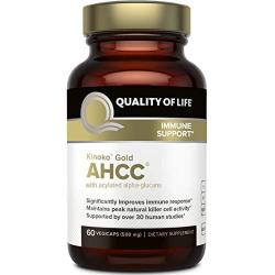 Premium Kinoko Gold AHCC Supplement–500mg of AHCC per Capsule–Supports Immune Health, Liver Function, Maintains Natural Killer Cell Activity & Enhances Cytokine Production–60 Veggie Capsules