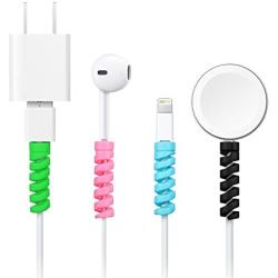 Jetec 24 Pieces Charger Cable Saver, Silicone Flexible Cable Wire Protector, Mouse Cable Protector, Suit for All Cellphone Data Lines (6 Black, 6 Pink, 6 Blue, 6 Green)