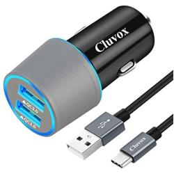 Fast USB C Car Charger, Compatible for Samsung Galaxy S20/S20 Plus/S20 Ultra/S10+/S10e/S9/S8 Active/Note 10/Note 9/8/A20/A50/A70, Quick Charge 3.0 Dual USB Rapid Car Charger with Type C Cable 3.3ft