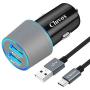 Fast USB C Car Charger, Compatible for Samsung Galaxy S20/S20 Plus/S20 Ultra/S10+/S10e/S9/S8 Active/Note 10/Note 9/8/A20/A50/A70, Quick Charge 3.0 Dual USB Rapid Car Charger with Type C Cable 3.3ft